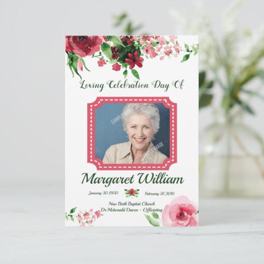 Modèle de la carte du programme funéraire floral (Debout devant)