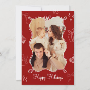 Modèle de la carte photo de Noël en Bow rouge illu