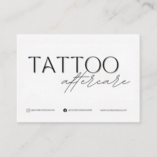Modèle de la carte postsoins de tatouage personnel (Devant)