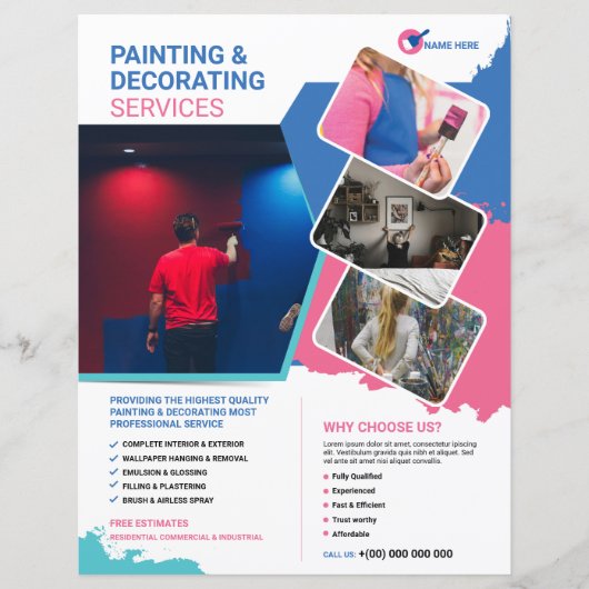 Modèle de la circulaire de service de peinture et  (Devant)