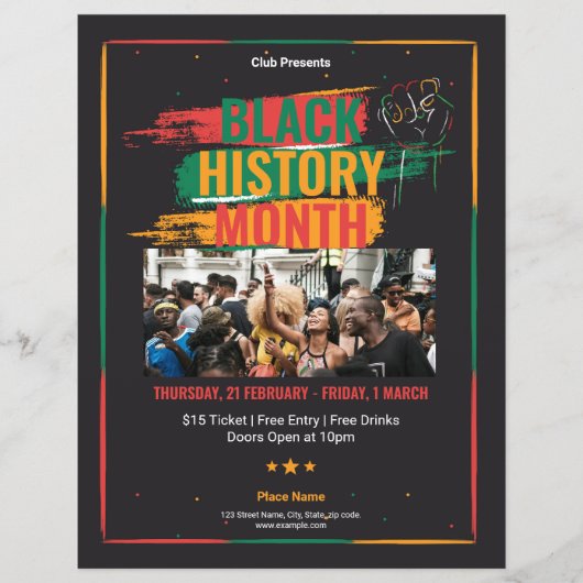 Modèle de la circulaire du Mois de l'histoire noir (Devant)