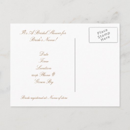 Modèle de l'invitation à la douche nuptiale (Dos)