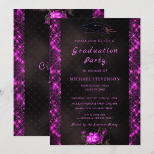Modèle de l'invitation à la graduation noire et vi
