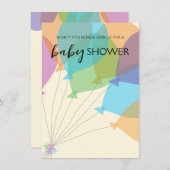 Modèle de l'invitation du Baby shower à ballons à  (Devant / Derrière)