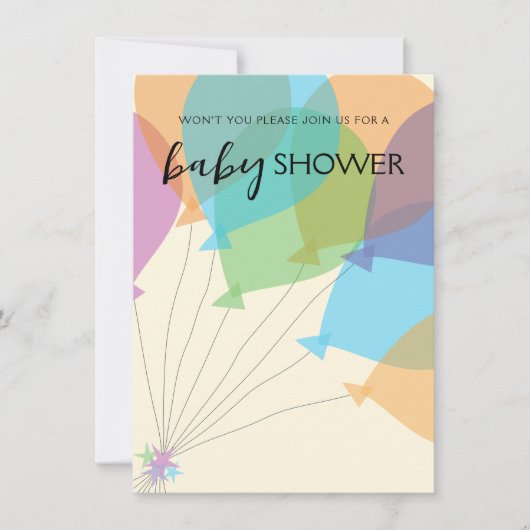 Modèle de l'invitation du Baby shower à ballons à  (Devant)