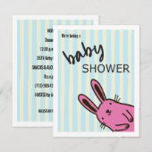 Modèle de l'invitation du Baby shower Bunny tiré à (Devant / Derrière)