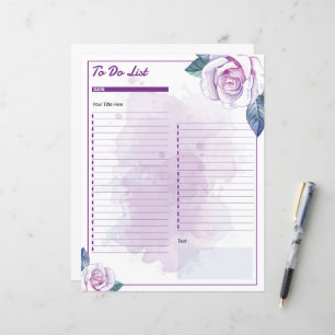 Modèle de liste de tâches à faire florale aquarell