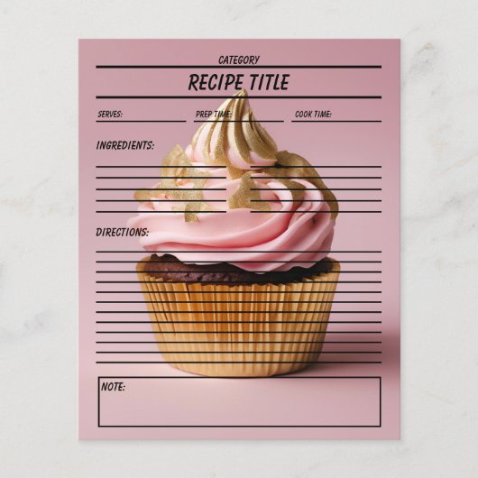 Modèle de livre de recettes de cupcake minimal (Devant)
