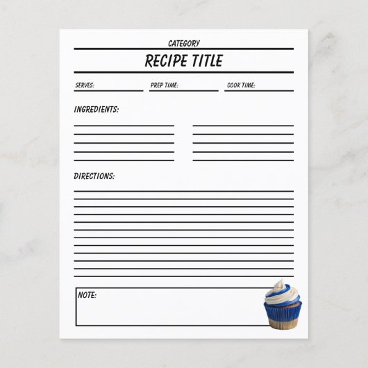 Modèle de livre de recettes de cupcake minimal (Dos)