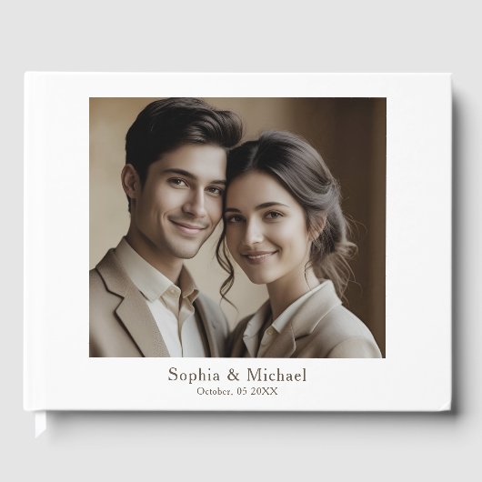 Modèle de livre d'or de mariage avec photo minimal (Recto)