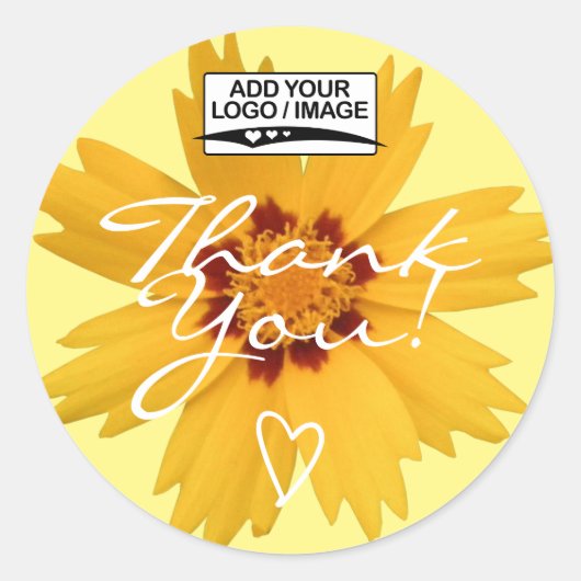 Modèle de logo Étiquette de Merci de fleurs jaune  (Devant)