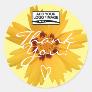Modèle de logo Étiquette de Merci de fleurs jaune 