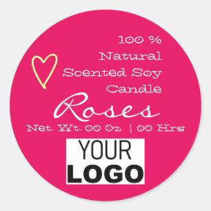 Modèle de logo minimaliste rose Étiquettes de coeu