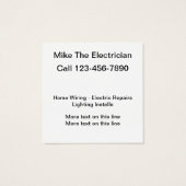 Modèle de logo simple électricien Cartes de visite (Dos)