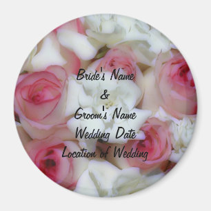 Modèle de magnet pour cadeau de mariage rose et bl