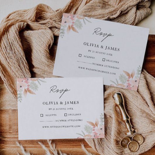 Modèle de Mariage de carte RSVP fleur sauvage