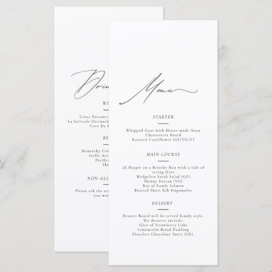 Modèle de menu (Devant / Derrière)