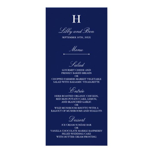 Modèle de menu à la mode Marine & Mariage blanc (Devant)