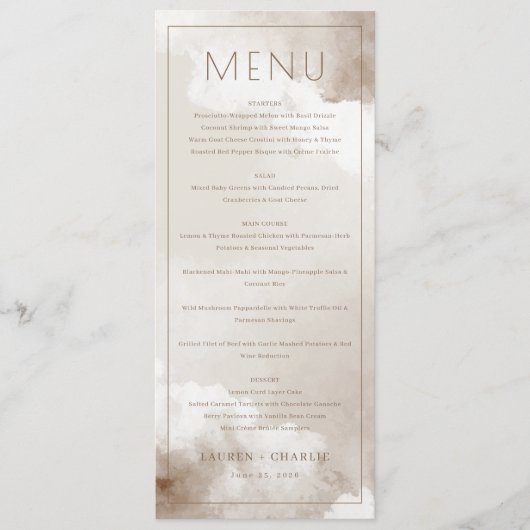 Modèle de menu beige élégant (Devant)