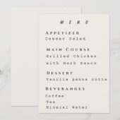 Modèle de Menu Beige Mariage Simple Moderne (Devant / Derrière)