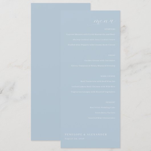 Modèle de menu bleu élégant (Devant / Derrière)