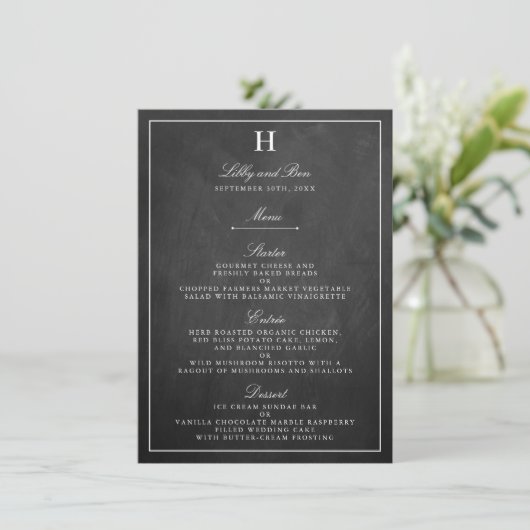 Modèle de menu Chalkboard Mariage (Debout devant)