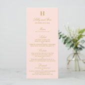 Modèle de menu Chic Blush Pink & Gold Mariage (Debout devant)
