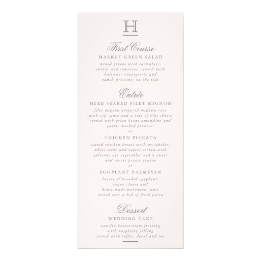 Modèle de menu Chic Blush Pink & Grey Mariage (Devant)