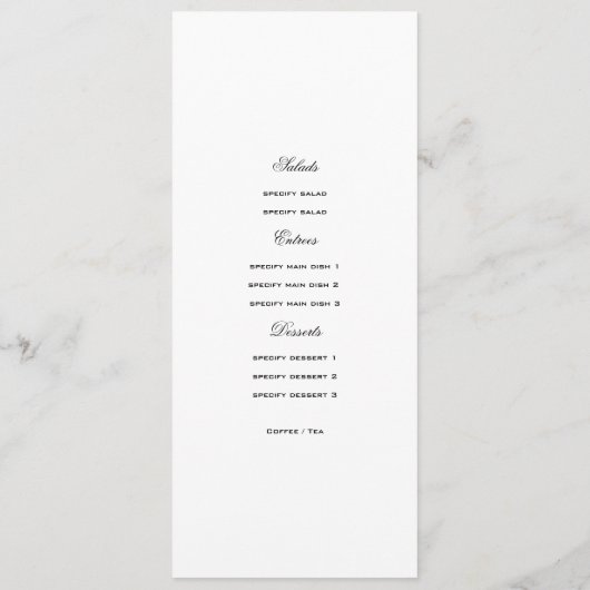 Modèle de menu - créez vos propres (Dos)