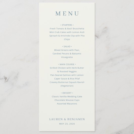 Modèle de menu crème élégant (Devant)