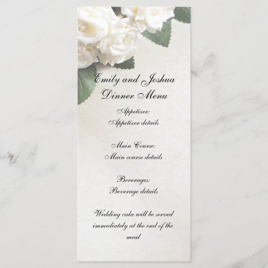 Modèle de menu de dîner de mariage personnalisable (Devant)