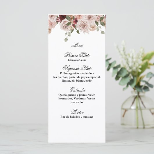 Modèle de menu de fleurs pour toutes les occasions (Debout devant)