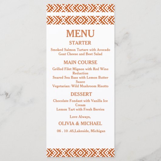 Modèle de menu de mariage africain imprimable modi (Devant)