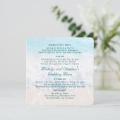 Modèle de menu de mariage avec fond de plage carré (Debout devant)