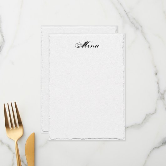 Modèle de Menu de Mariage Blanc avec Bordure Faux- (Devant/Arrière en situation)