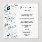 Modèle de menu de mariage bleu marine et or (Devant)