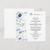 Modèle de menu de mariage bleu marine et or (Devant / Derrière)