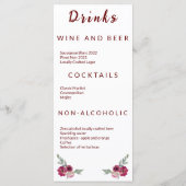 Modèle de menu de mariage floral bohème élégant (Dos)