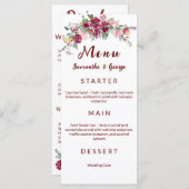 Modèle de menu de mariage floral bohème élégant (Devant / Derrière)