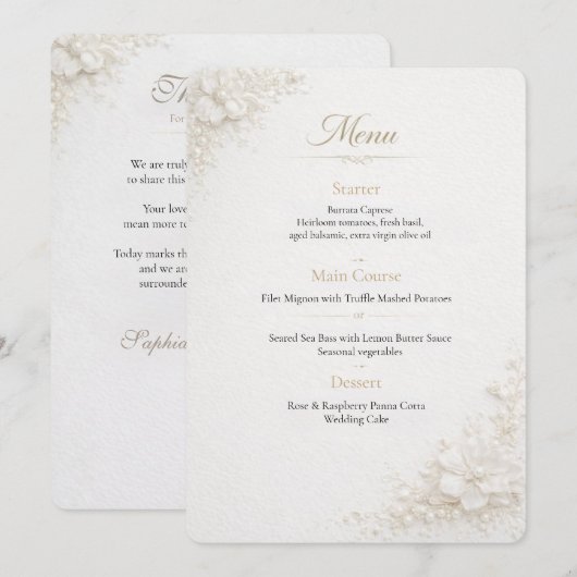 Modèle de menu de mariage floral élégant (Devant / Derrière)