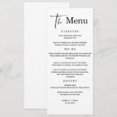 Modèle de menu de mariage minimaliste (Devant / Derrière)