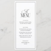 Modèle de menu de mariage modifiable, noir et blan (Devant)