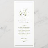 Modèle de menu de mariage modifiable, vert olive m (Devant)