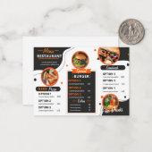 Modèle de menu de restaurant élégant noir et orang (Devant/Arrière en situation)