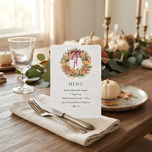 Modèle de menu de soirée de Thanksgiving
