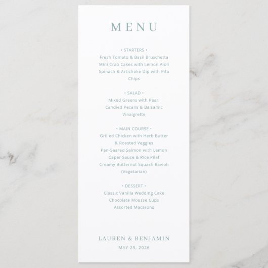 Modèle de menu élégant blanc cassé (Devant)