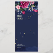 Modèle de menu fleurs bleues roses bleu marine (Dos)
