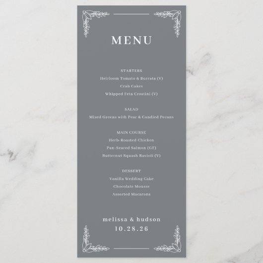 Modèle de menu Gris Élégant (Devant)