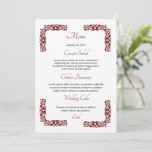 Modèle de menu mariage (Debout devant)