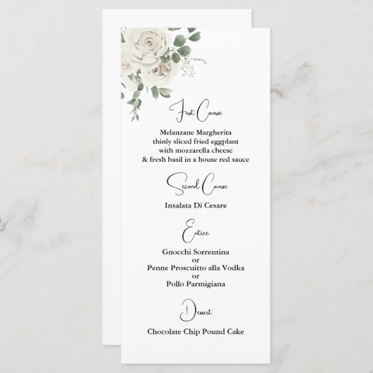 Modèle de menu Mariage à fleurs blanches (Devant / Derrière)